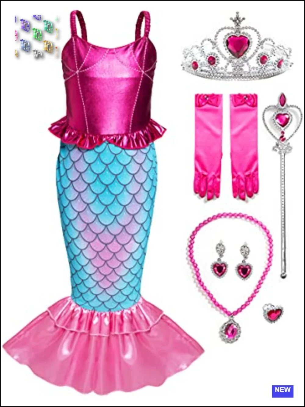 Girls Mermaid Costume Princess Dress Up with Accessories 5T